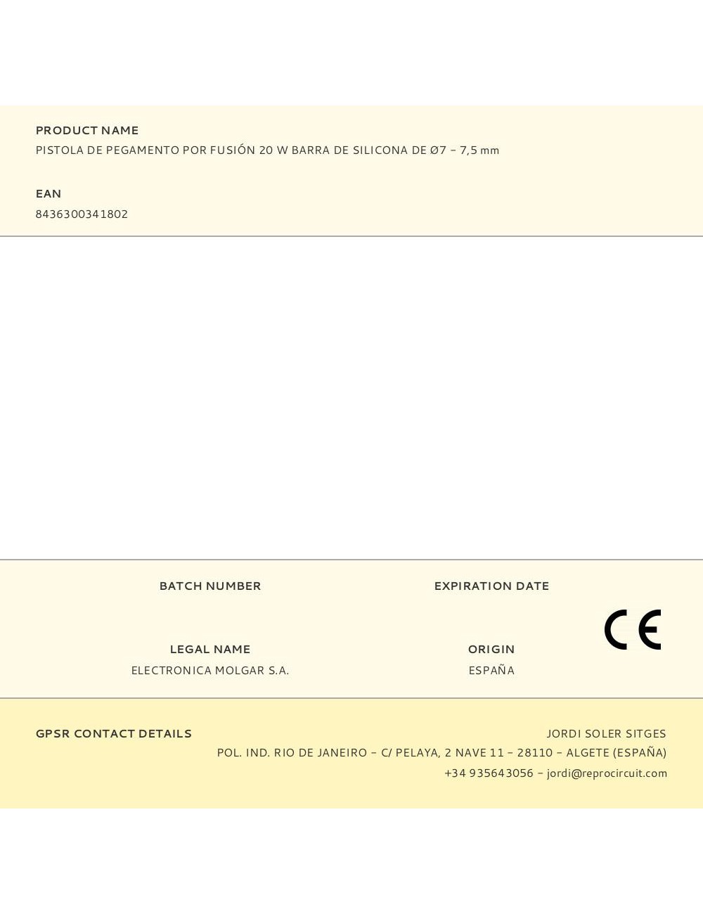 Pistola de pegamento por fusión 20 w barra de silicona de ø7 - 7,5 mm