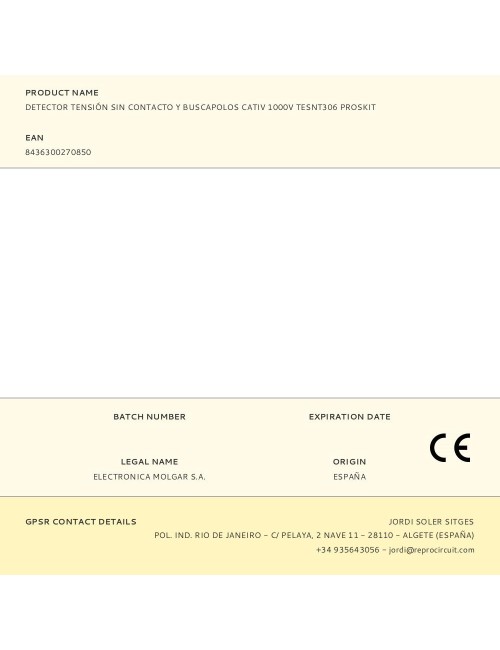 Detector tensión sin contacto y buscapolos cativ 1000v tesnt306 proskit