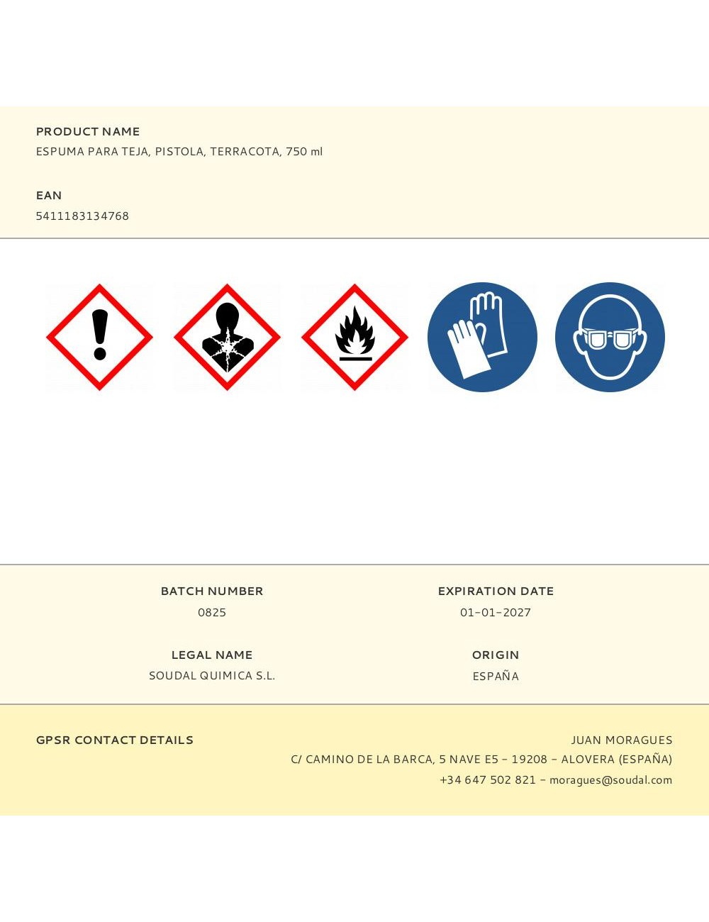 Espuma para teja, pistola, terracota, 750 ml