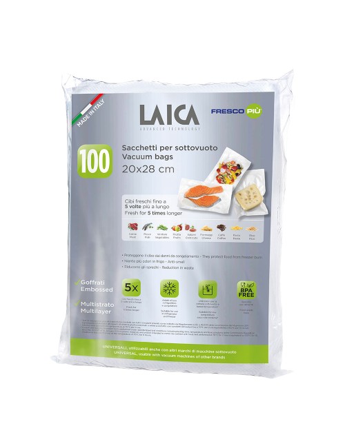 Paquete de 100 bolsas de conservacion al vacio 20 x 28 cm