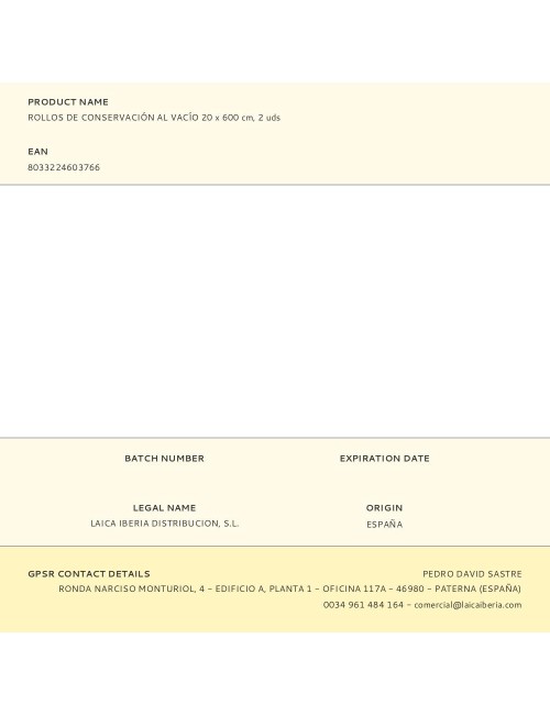 Rollos de conservación al vacío 20 x 600 cm, 2 uds