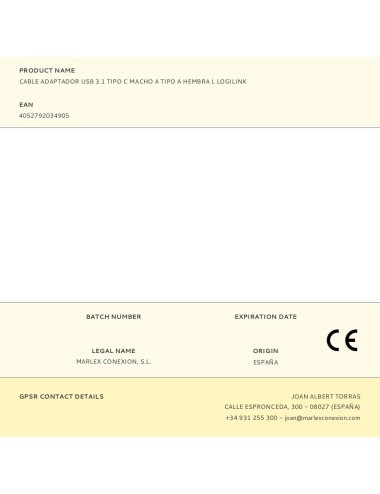 Cable adaptador usb 3.1 tipo c macho a tipo a hembra l logilink