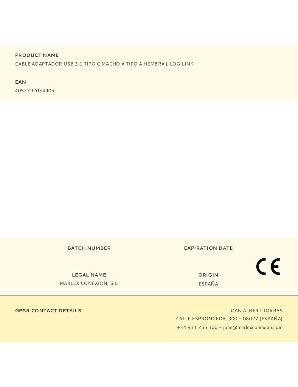 Cable adaptador usb 3.1 tipo c macho a tipo a hembra l logilink