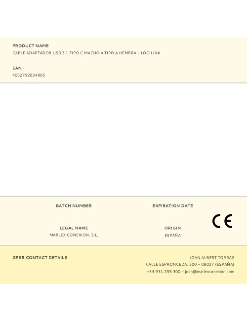 Cable adaptador usb 3.1 tipo c macho a tipo a hembra l logilink