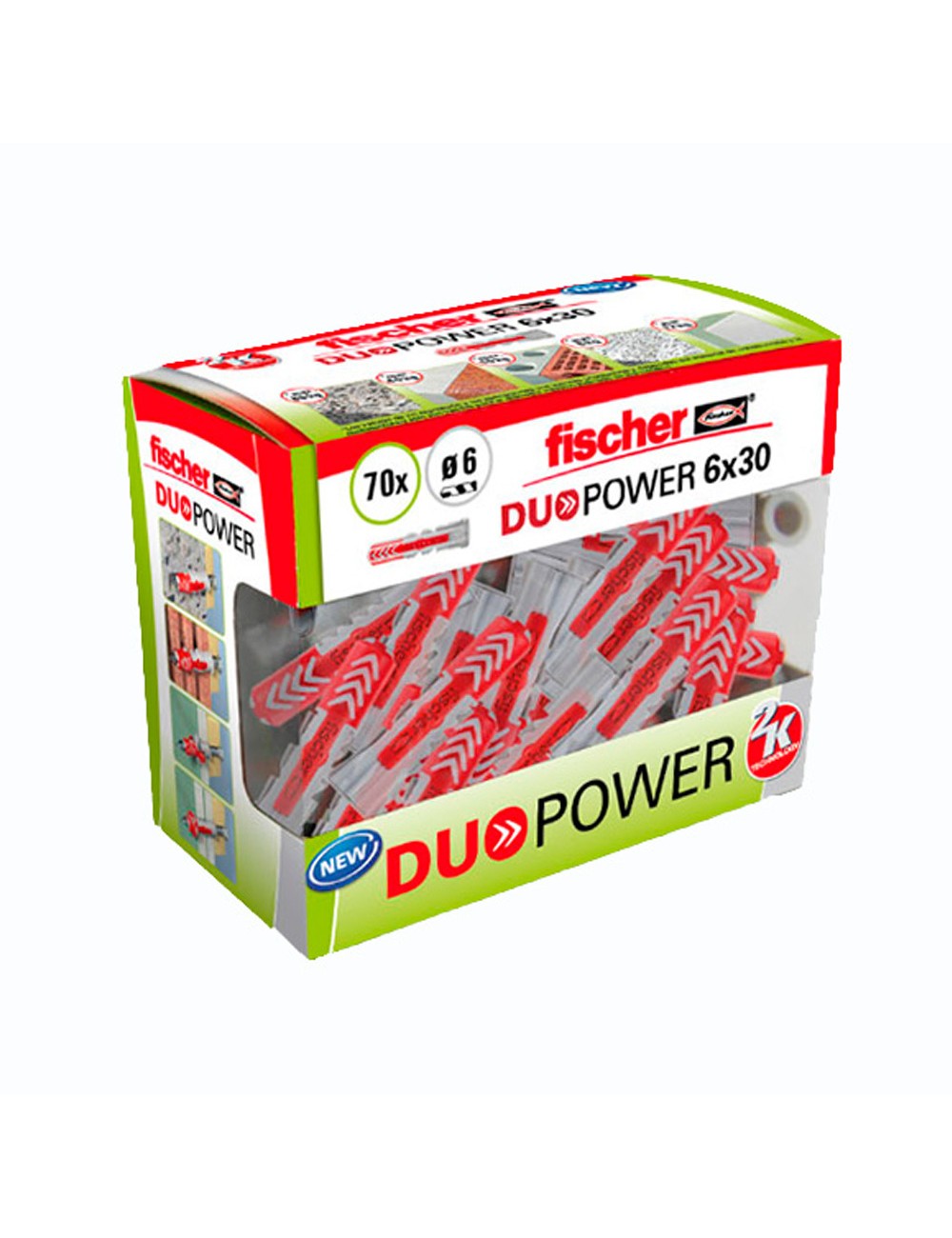 Taco duopower ø6 x 30 mm, caja 70 uds