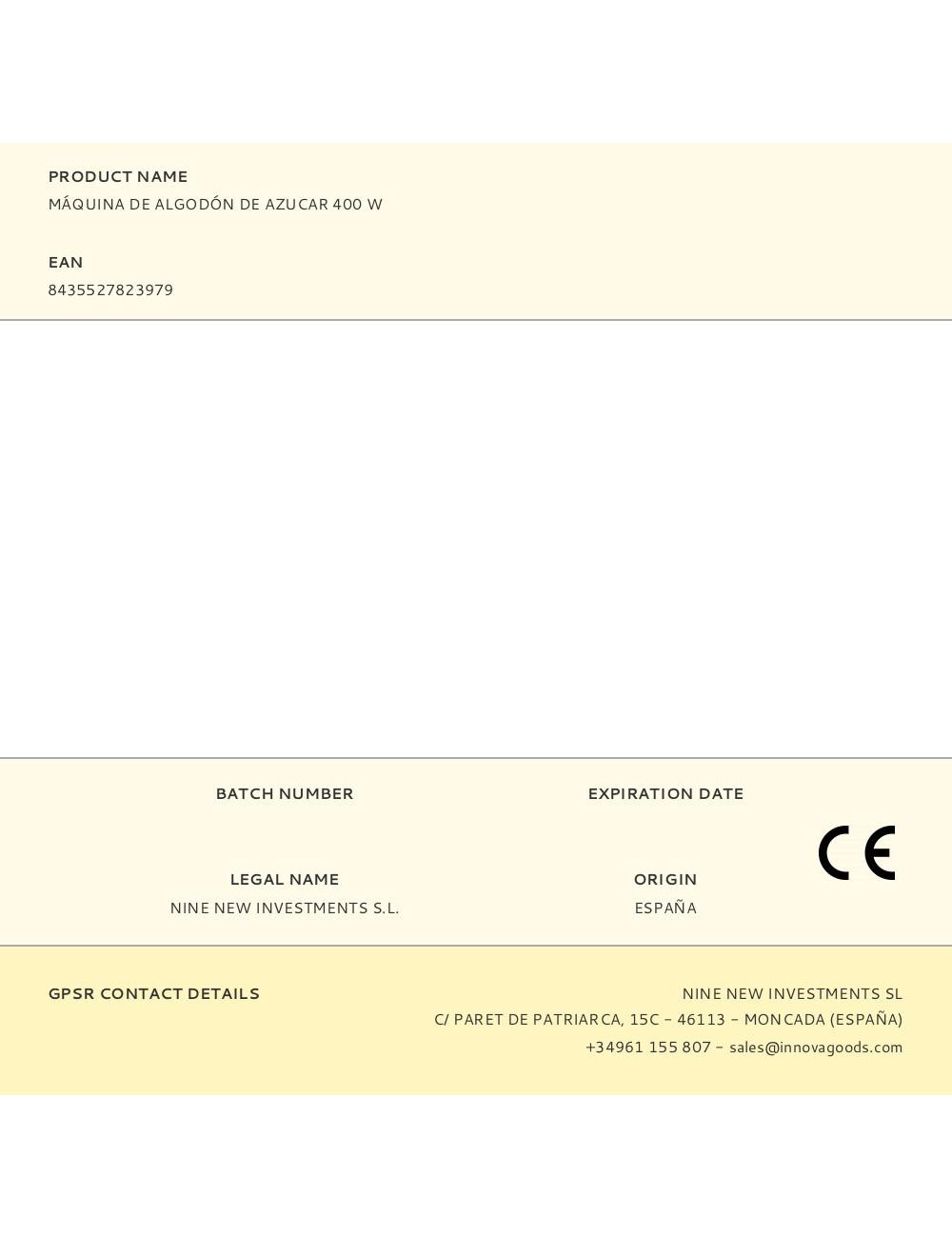 Máquina de algodón de azucar 400 w