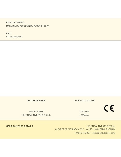 Máquina de algodón de azucar 400 w