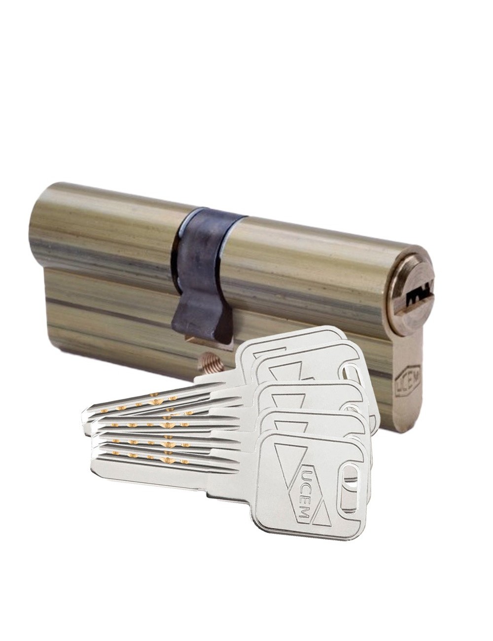 Cilindro de seguridad europerfil 33x33mm latón, leva larga. 2000s2lp3333ll ucem Cilindro de seguridad europerfil 33x33mm latón, leva larga. 2000s2lp3333ll ucem