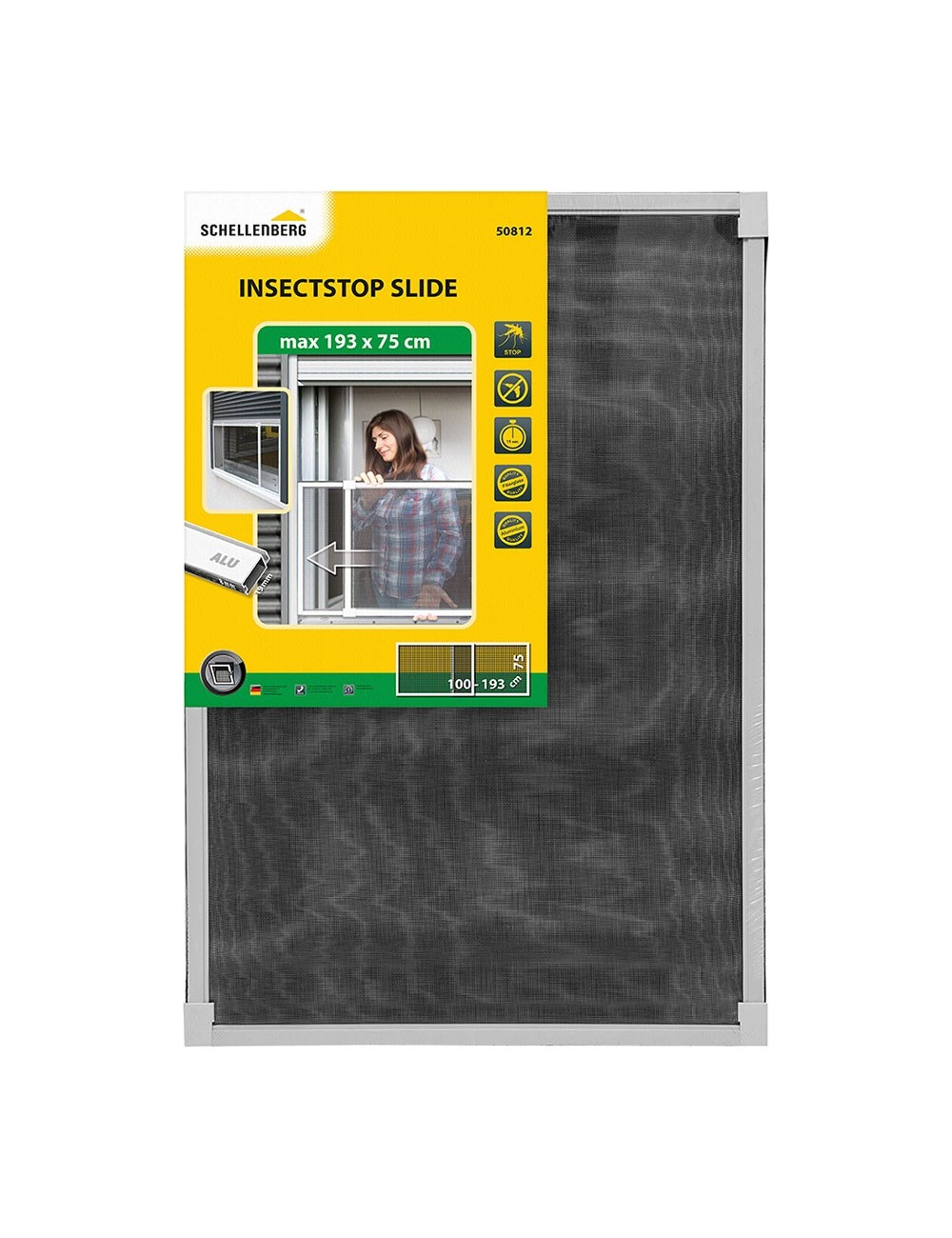 Mosquitera con marco fijo extensible aluminio blanco 75x100-193cm shellenberg Mosquitera con marco fijo extensible aluminio blanco 75x100-193cm shellenberg