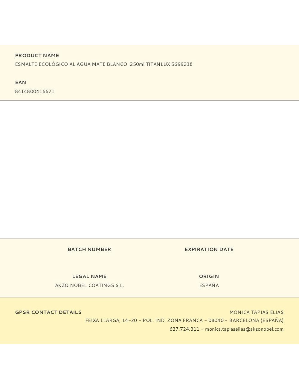 Esmalte ecológico al agua blanco mate 250 ml