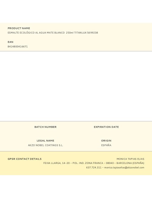 Esmalte ecológico al agua blanco mate 250 ml