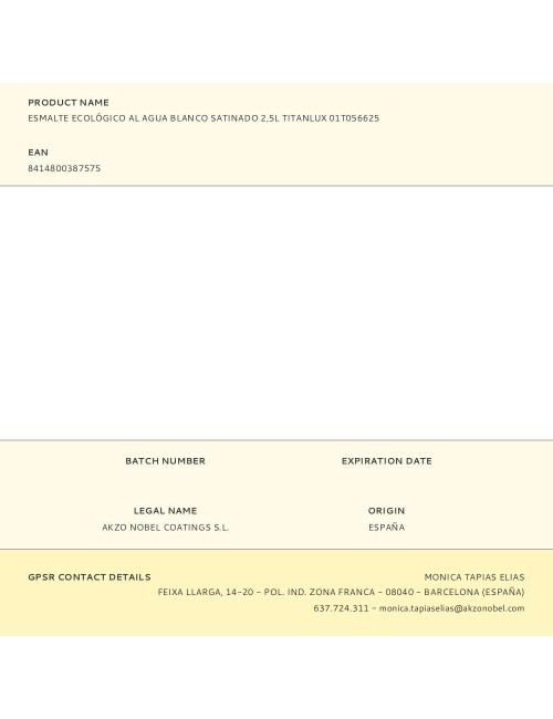 Esmalte ecológico al agua blanco satinado 2,5 l