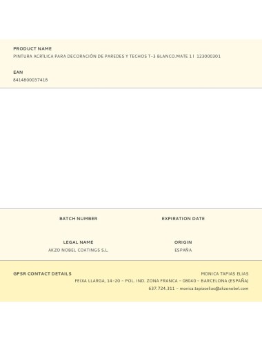 Pintura plástica acrílica estirenada interior/exterior t-3 blanco mate 1 l