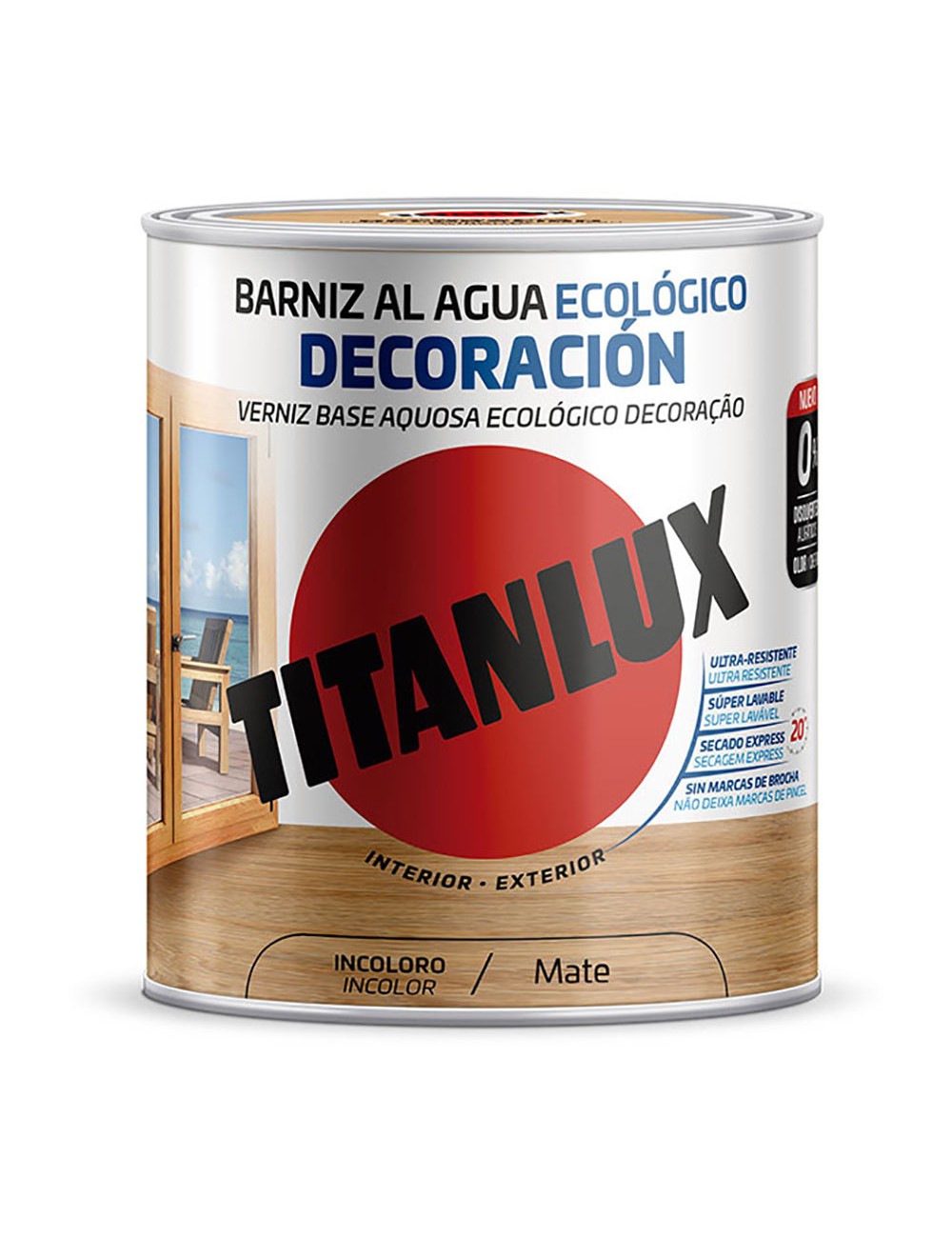 Barniz al agua ecológico decoración incoloro mate 250 ml