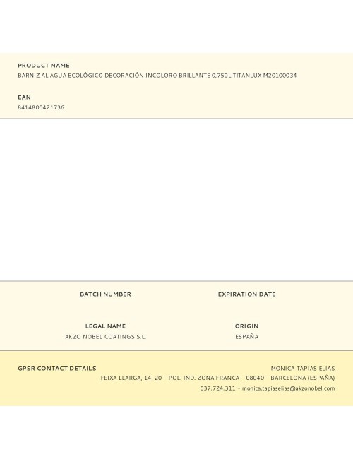 Barniz al agua ecológico decoración incoloro brillante 750 ml