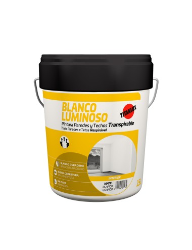 Pintura plástica acrílica estirenada interior transpirable blanco mate luminoso 4 l