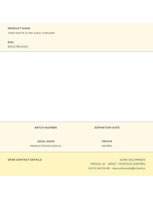 Tubo aceite 2t eni 125ml. garland