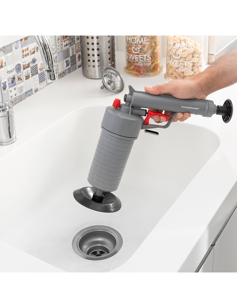 Pistola desatascadora de aire comprimido