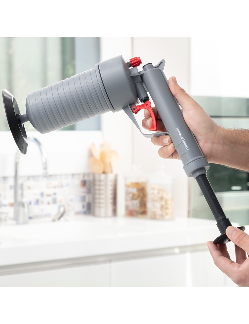 Pistola desatascadora de aire comprimido