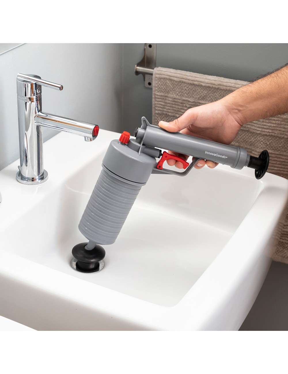 Pistola desatascadora de aire comprimido