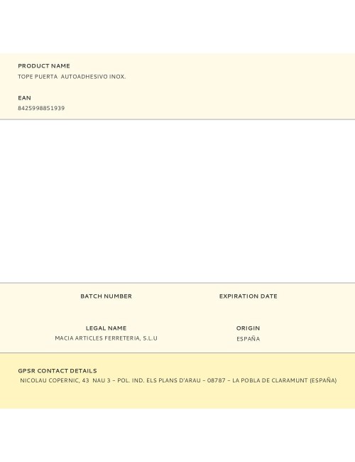 Tope puerta autoadhesivo inox.