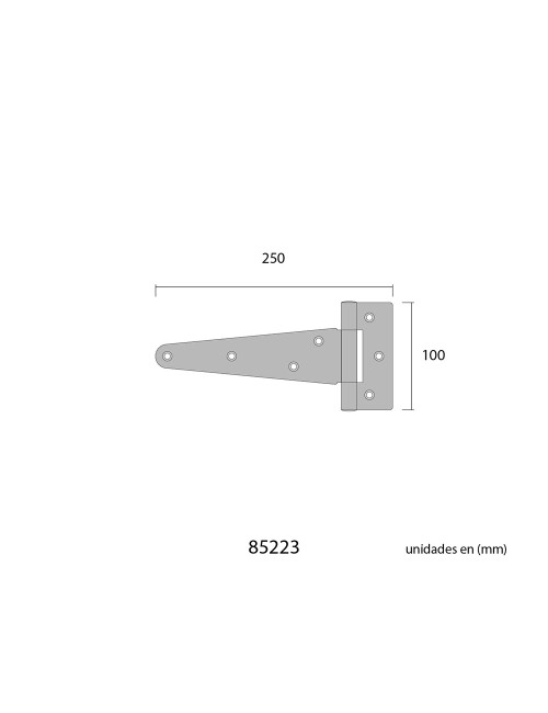 Bisagra en forma de t 250 x 110 mm de hierro zincado cromado