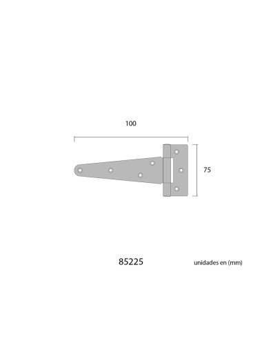 Bisagra forma t 100 x 75 mm hierro negro epoxy