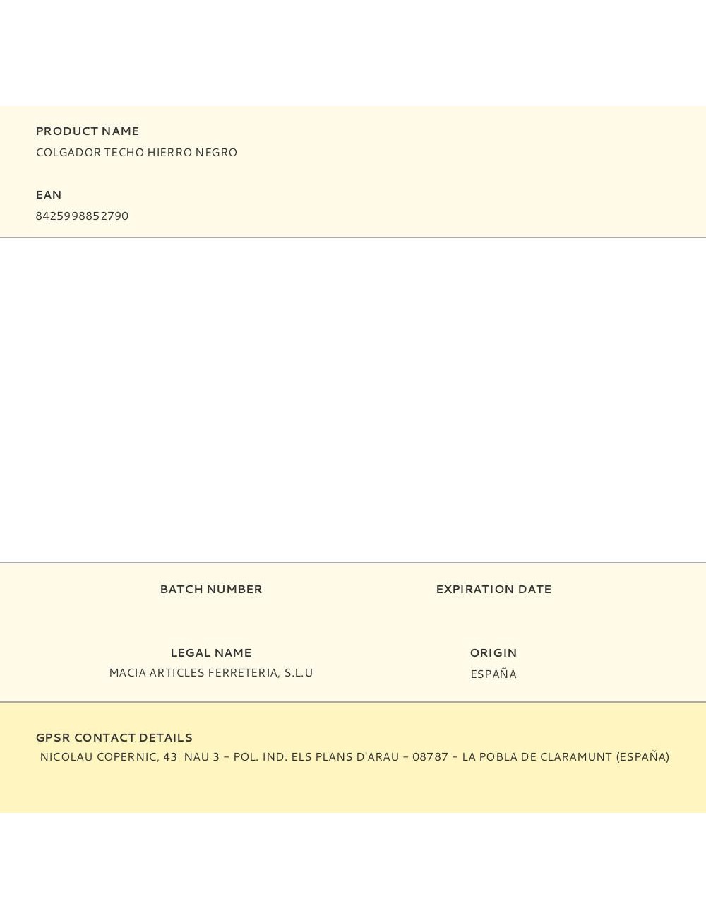 Colgador techo hierro negro