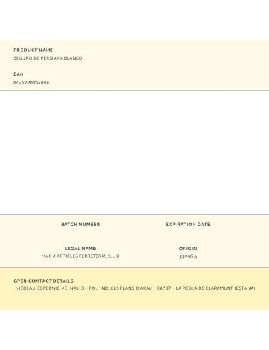 Seguro de persiana blanco