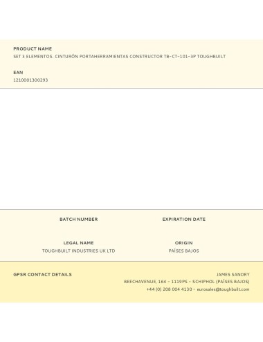 Set 3 elementos. cinturón portaherramientas constructor