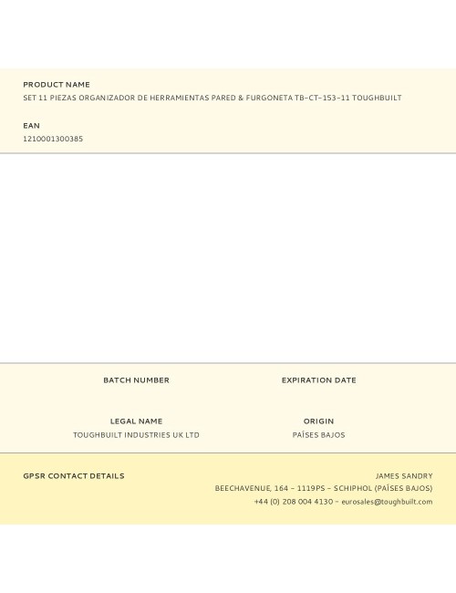 Organizador de herramientas pared & furgoneta, set 11 piezas