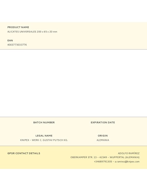 Alicates universales 200 x 65 x 20 mm