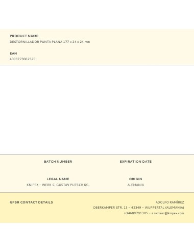 Destornillador punta plana 177 x 24 x 24 mm