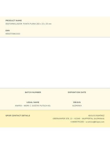 Destornillador punta plana 202 x 23 x 25 mm