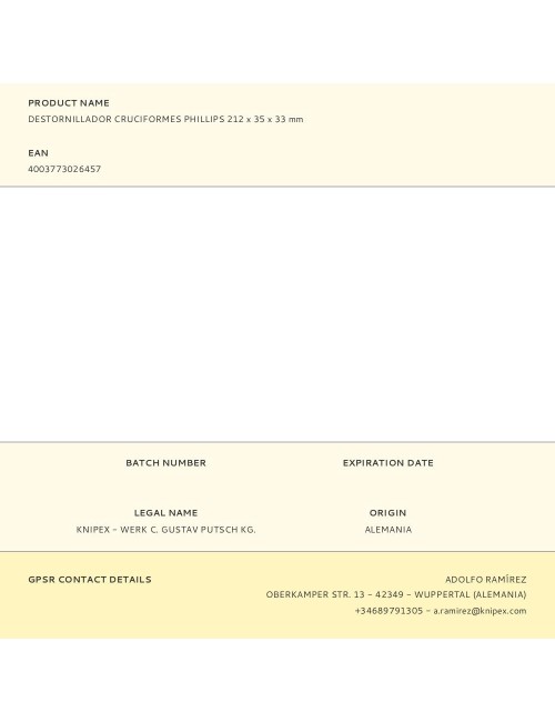 Destornillador cruciformes phillips 212 x 35 x 33 mm