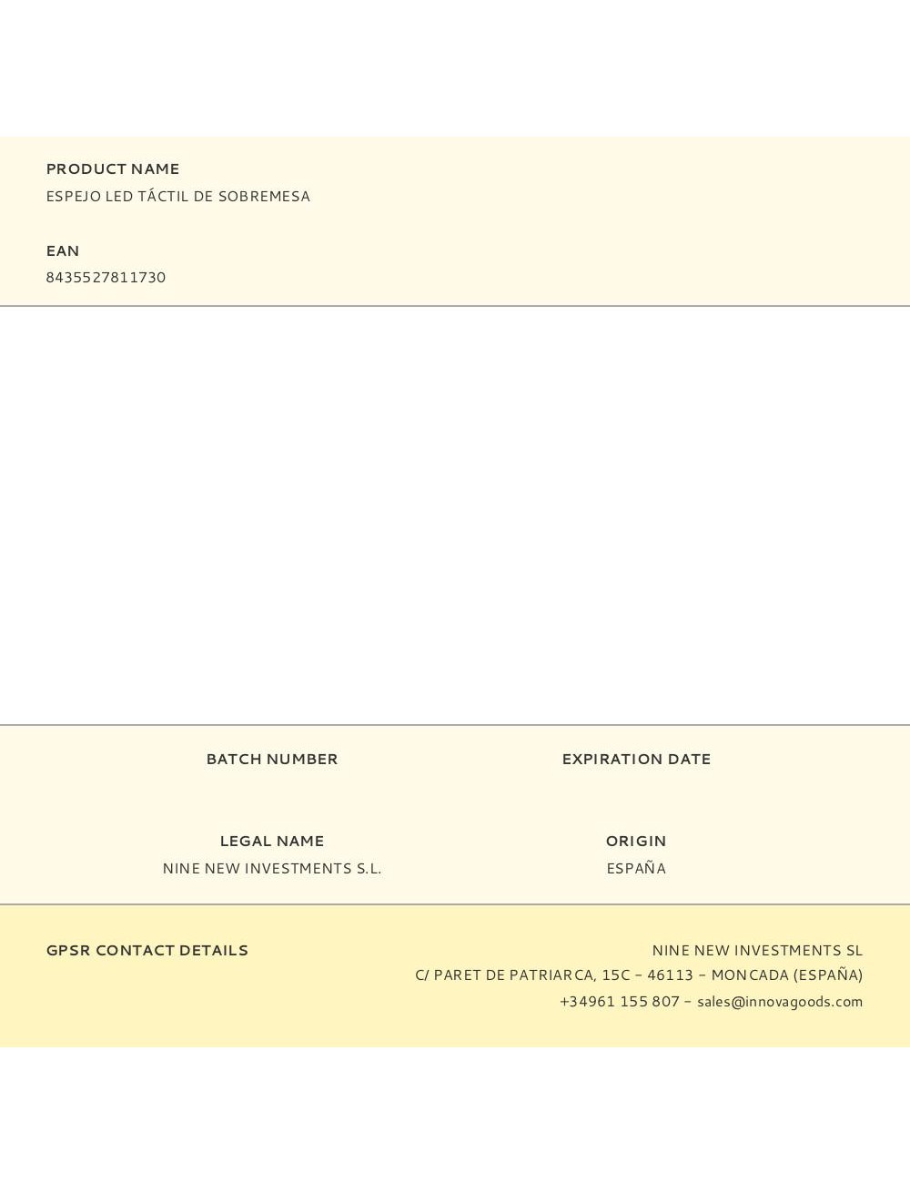 Espejo led táctil de sobremesa