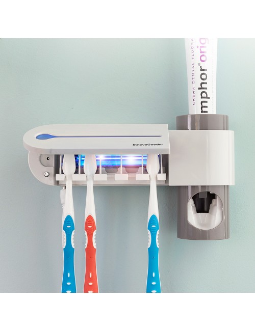 Esterilizador uv de cepillos dentales con soporte y dispensador de dentífrico
