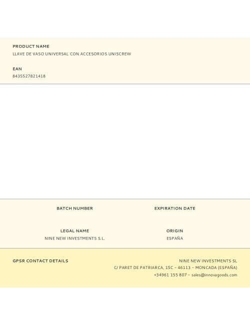 Llave de vaso universal con accesorios uniscrew