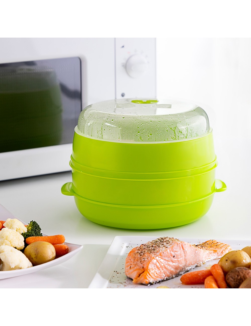 Vaporera doble para microondas fresh ø22 x 12/17 cm