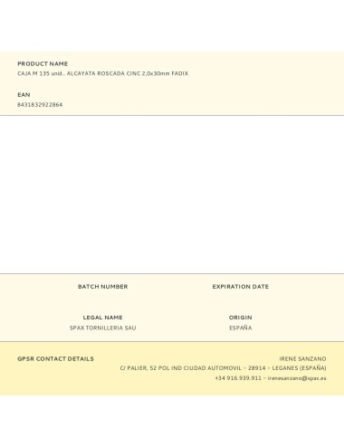Caja m 135 unid.. alcayata roscada cinc 2,0x30mm fadix