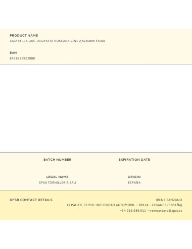 Caja m 115 unid.. alcayata roscada cinc 2,5x40mm fadix