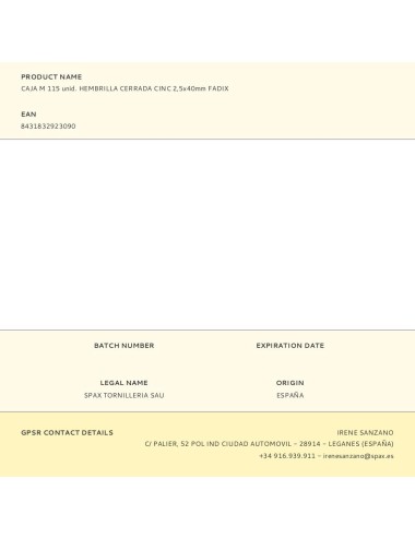 Hembrilla cerrada zincado 2,5 x 40 mm, caja m 115 uds