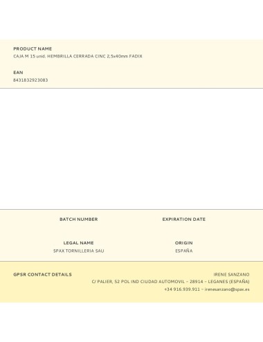 Hembrilla cerrada zincado 2,5 x 40 mm, caja m 15 uds