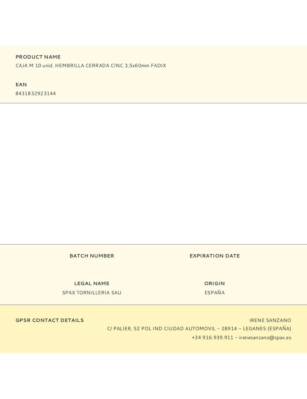 Hembrilla cerrada zincado 3,5 x 60 mm, caja m 10 uds