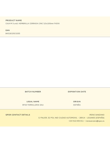 Hembrilla cerrada zincado 5,0 x 100 mm, caja m 5 uds