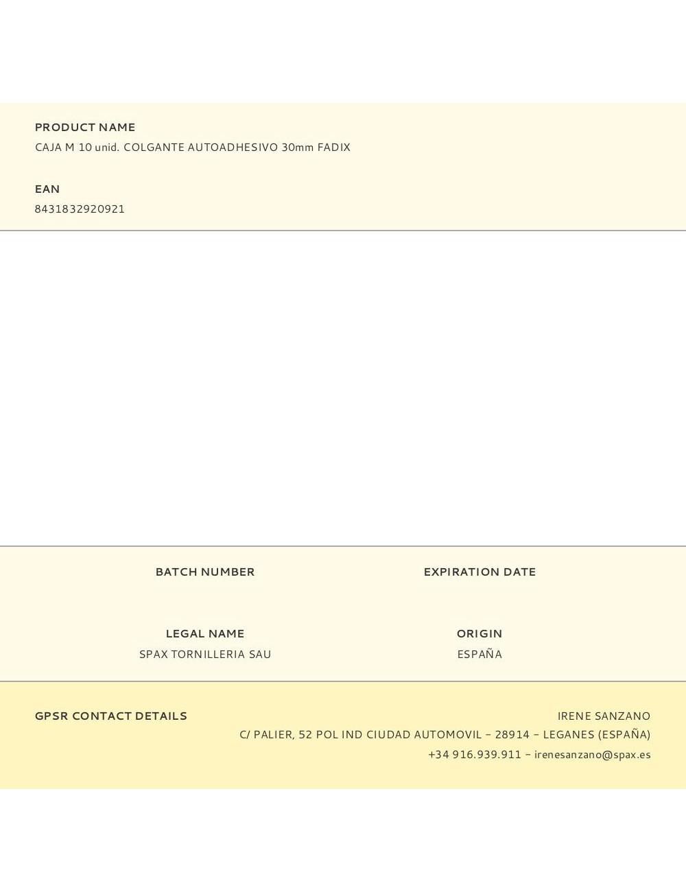 Caja m 10 unid. colgante autoadhesivo 30mm fadix