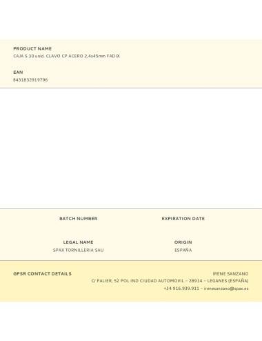 Caja s 30 unid. clavo cp acero 2,4x45mm fadix