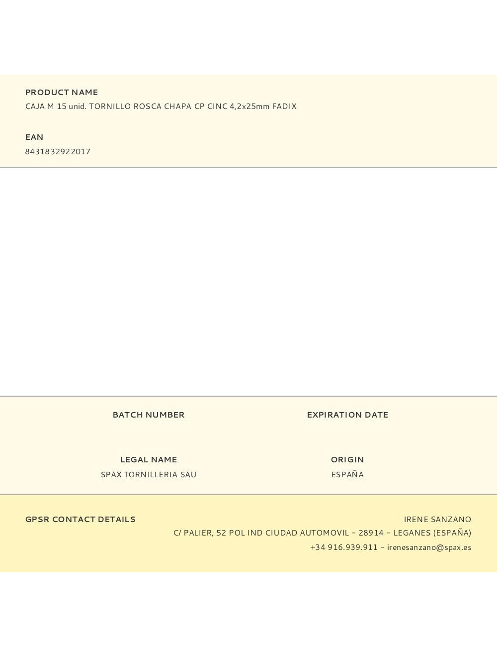 Caja m 15 unid. tornillo rosca chapa cp cinc 4,2x25mm fadix