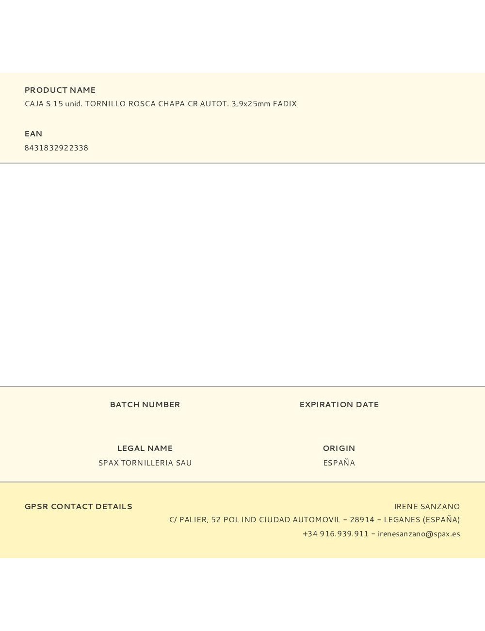 Caja s 15 unid. tornillo rosca chapa cr autot. 3,9x25mm fadix