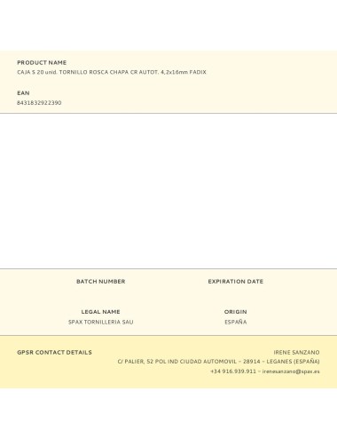 Caja s 20 unid. tornillo rosca chapa cr autot. 4,2x16mm fadix